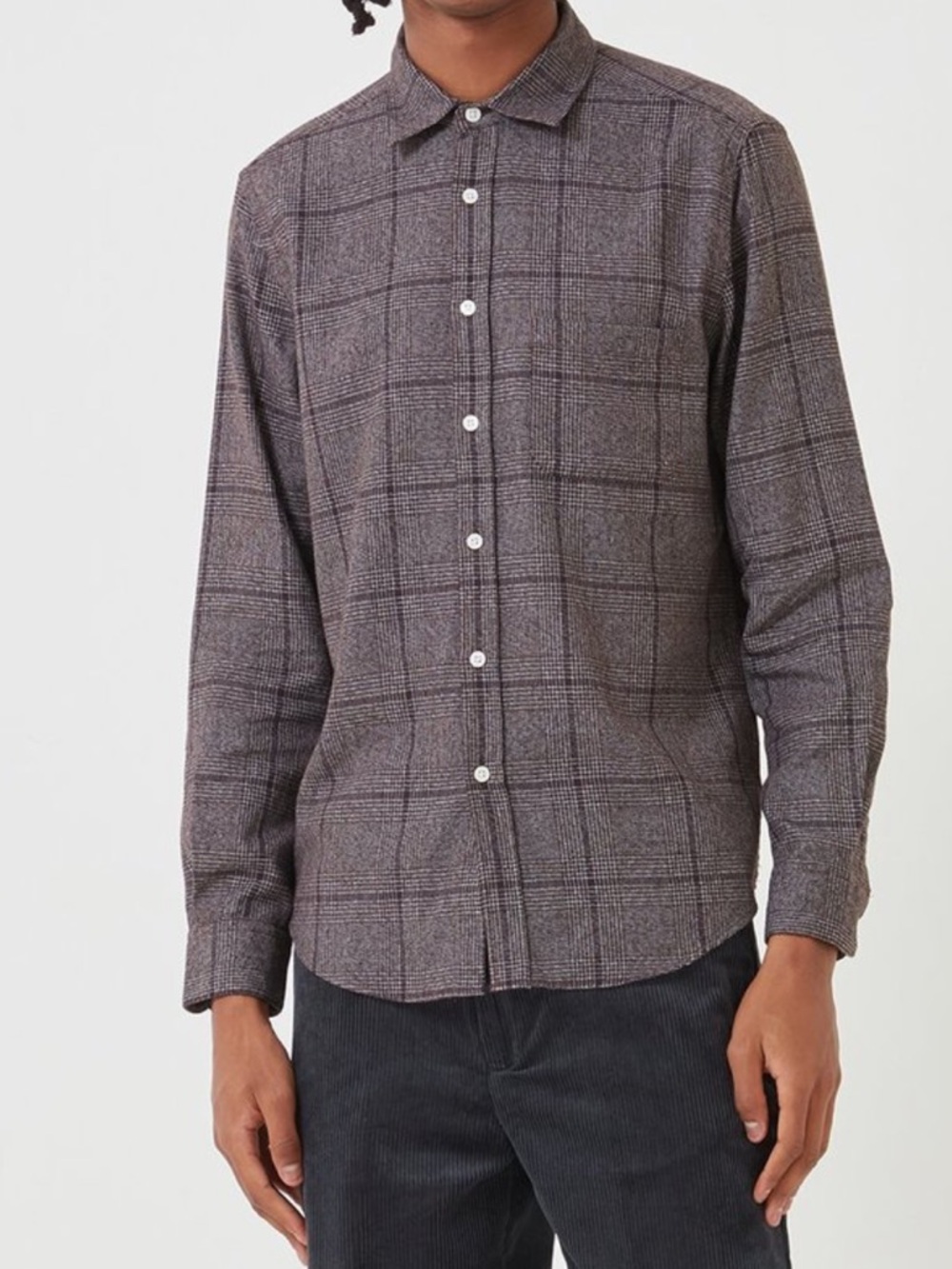 Portuguese Men's Plaid Long-Sleeve Button-Up Shirt 100% cotton made